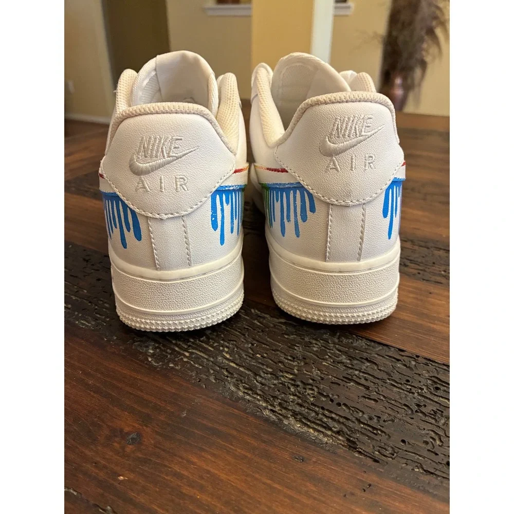 Nike Air Force 1's Custom Rainbow Drip Hand Painted Sneakers Unisex Size 7 RARE